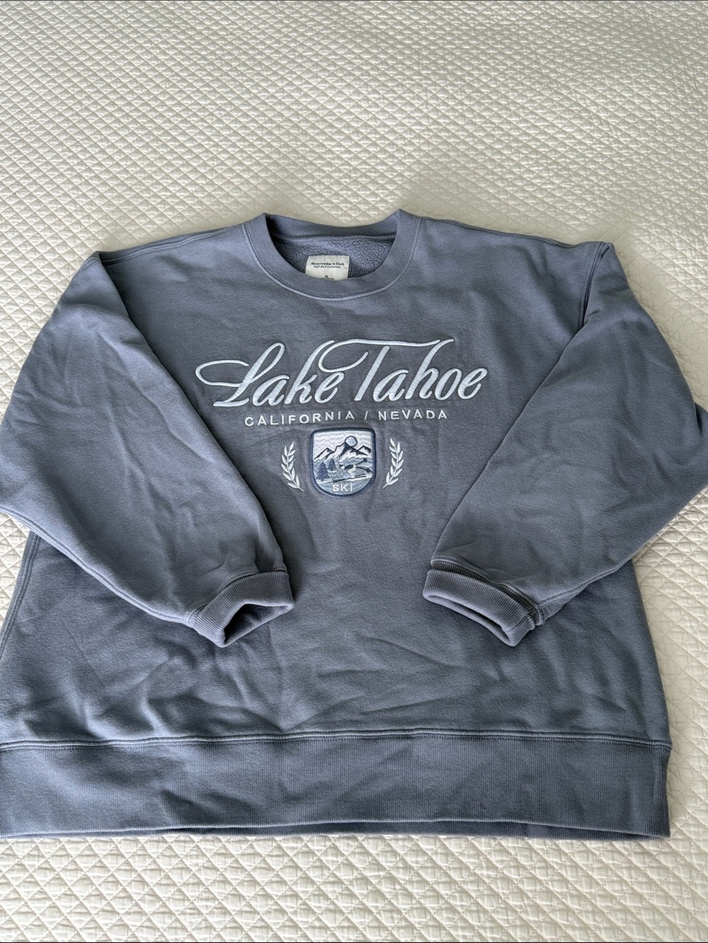 Abercombie Lake Tahoe Script Logo Crewneck Sweatshirt - Slate Blue